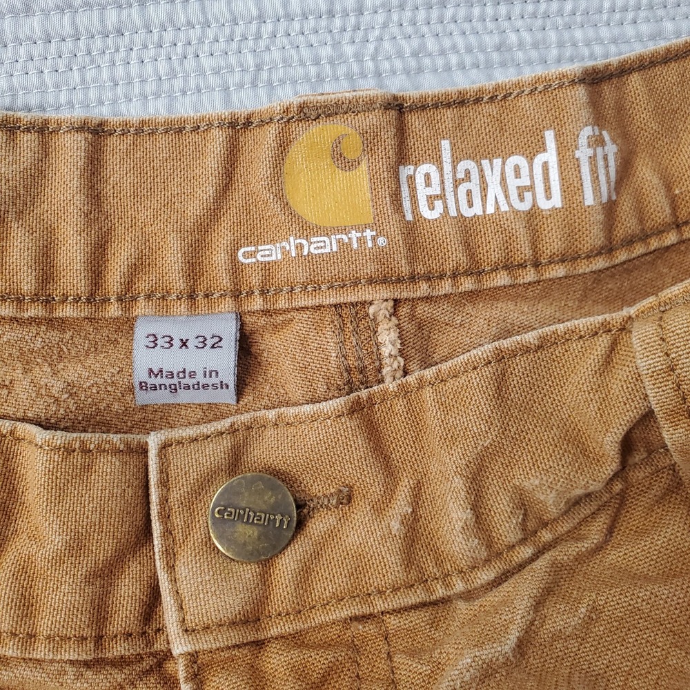 Carhartt Relaxed Fit Carpenter Pants Duck Brown Cotton Canvas 33x32 Mens - Picture 5 of 8